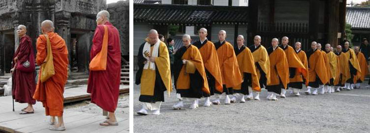 Moines cambodgiens du Theravâda et moines japonais du Zen rinzaï