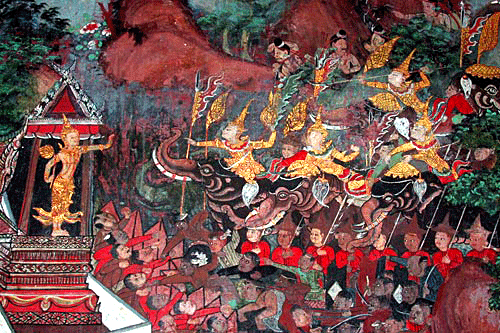 Mahosadha confronts the attacking Indian armies, led by King Culani.