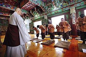 Calming ... Korea's Templestay program offers the chance to experience Buddhism.