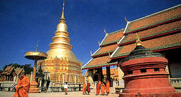 Wat Haripunchai (pictured above ) is one of the oldest Buddhist monasteries in the Chiang Mai valley. This was the capital of a Mon kingdom about 1,000 years ago