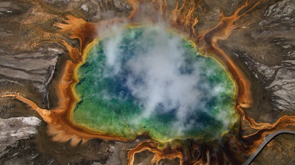 Source chaude du Grand Prismatic, parc national de Yellowstone, Wyoming, Etats-Unis.