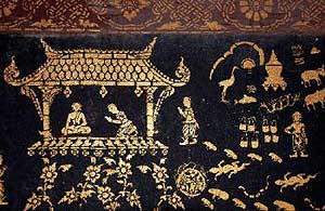 Stories from the past: Exquisite murals on the walls of a wat in Lunag Prabang. Photo: Sudha Mahalingam