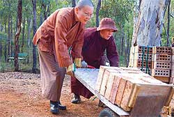 The monastic life is not just about meditation, it also involves manual labour to upkeep the monastery.