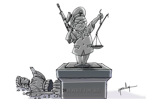 Dessin de l'irrawaddy.orgL' in-Justice pour tous ...