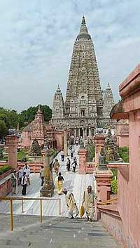 The Mahabodhi temple at Budhgaya in Bihar is popular with pilgrims