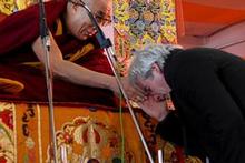 Richard Gere with the Dalai Lama in Bodh Gaya.