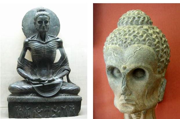 Deux célèbres représentations du Buddha ascète, datant du début de l'ère chrétienne et originaires du Gandhara (Afghanistan actuel)