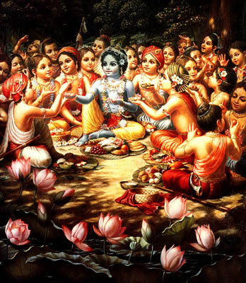 Krishna and His Friends Enjoy the Meal