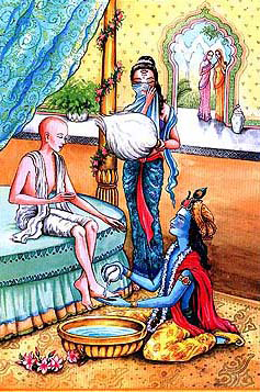 Krishna Washes the Feet of His Guest Sudama