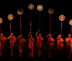 Buddhist monks reciting prayers