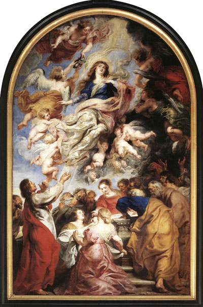 The Assumption of the Virgin Mary has been a subject of veneration, doctrine and Catholic Marian art for centuries. The Assumption of the Virgin Mary has been a subject of veneration, doctrine and Catholic Marian art for centuries.