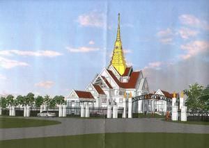 The temple, or Wat Nawamintararachutis, will be the largest in New England, and possibly in the world, outside of Thailand. The building will sit 154 feet from the road and slope down toward the Taunton River. It will include a temple, museum, meditation center, dormitory for about 16 resident monks who will live on site, and gardens.