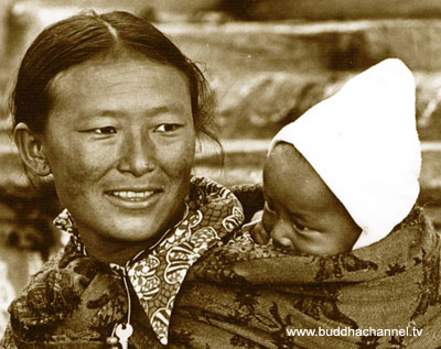 Femme et enfant à Swayambunath Népal