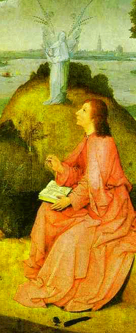 Hieronymus Bosch. St. Jean l’Evangeliste à Patmos. 1485. Gemaldegalerie, Berlin, Allemagne.