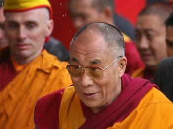 Le 14e dalaï-lama, lors de sa visite en août 2008 dans l'Hérault.