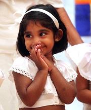TALKING TRADITION: Young performer Sethini Koralage, 3, at a Sri Lankan religious and cultural festival in Bell Block on Saturday.