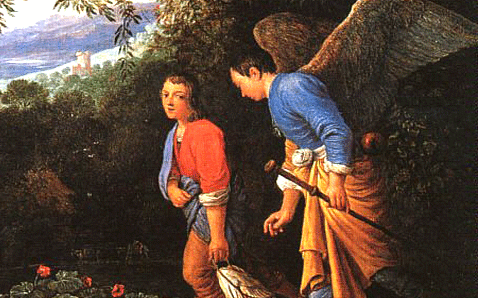 Tobie et l'Archange Raphaël par les disciples d'Adam Elsheimer (XVIIème siècle)
