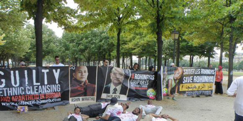 Le 18 juillet 2013, à Paris, des Rohingya manifestent contre la visite de Thein Sein (Sophie Ansel)