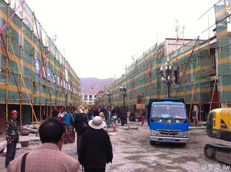 Photo de la rénovation du vieux centre de Lhassa publiée sur le blog de la dissidente tibétaine Woeser | DR