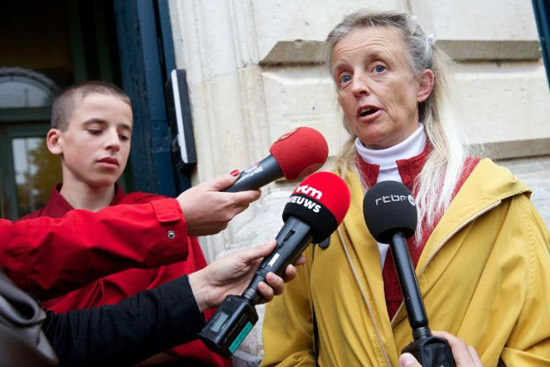 Giel et sa mère Sabine le 13 septembre 2013 à Gand (Photo Kurt Desplenter. AFP)