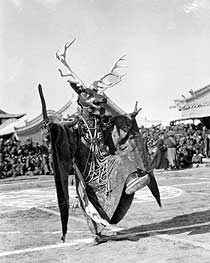 Dancing deer at the Tsam festival in Ulaan Baatar (before 1937)