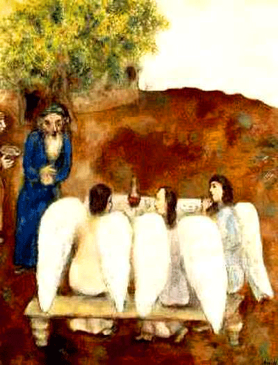 Abraham invite à manger les angesMarc Chagall