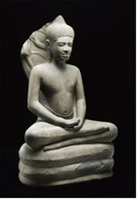 Buda protegido por la nâga, Camboya, siglo XI, gres, museo Guimet