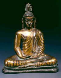 Buda sentado meditando, Sri Lanka, siglo XIV, bronce, museo Guimet